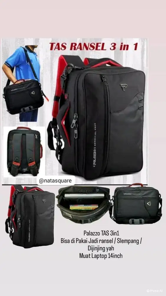 BARU-Tas Pria-Tas Laptop 14in-Bisa Ransel/Selempang Palazzo PLZ-34685
