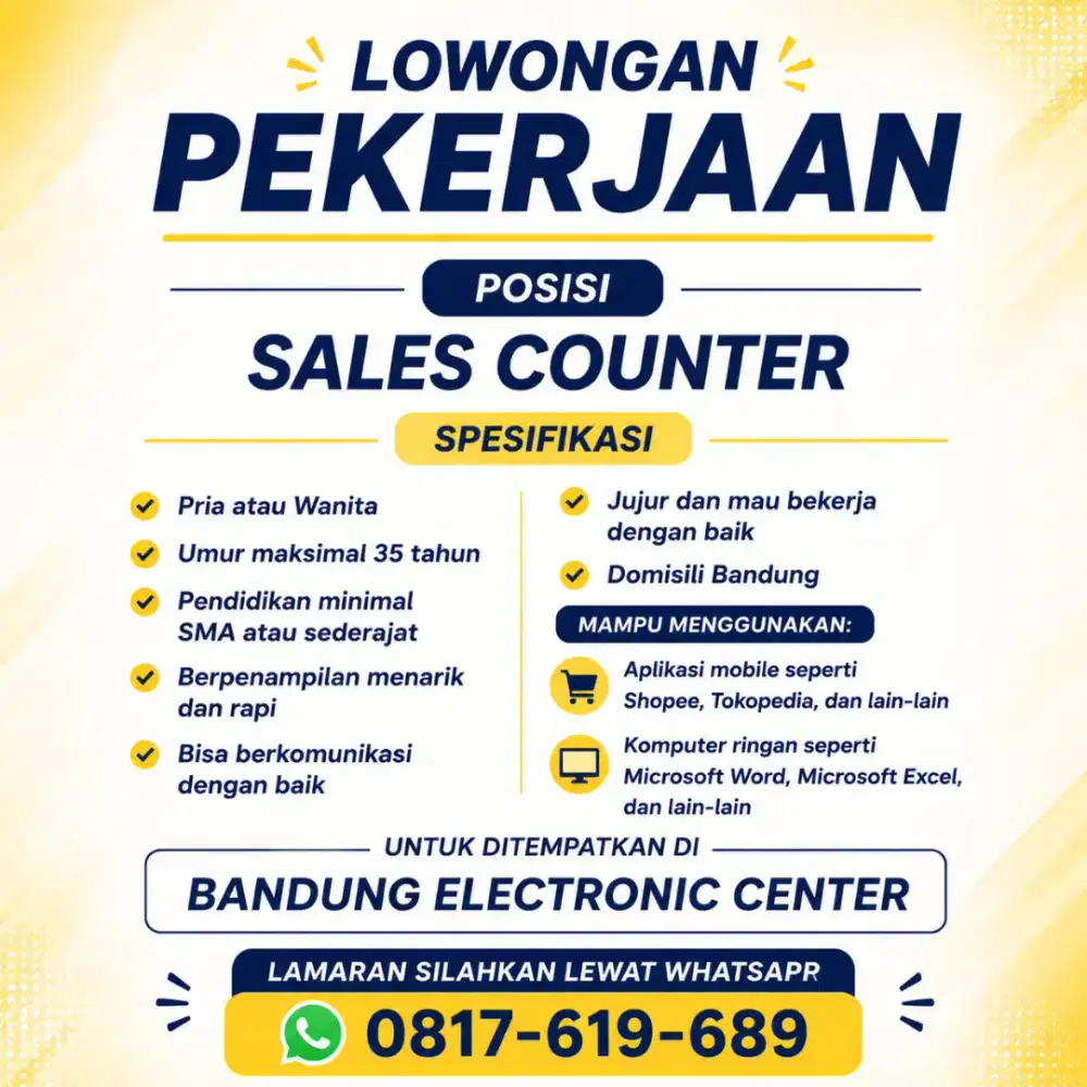 LOWONGAN PEKERJAAN — SALES COUNTER