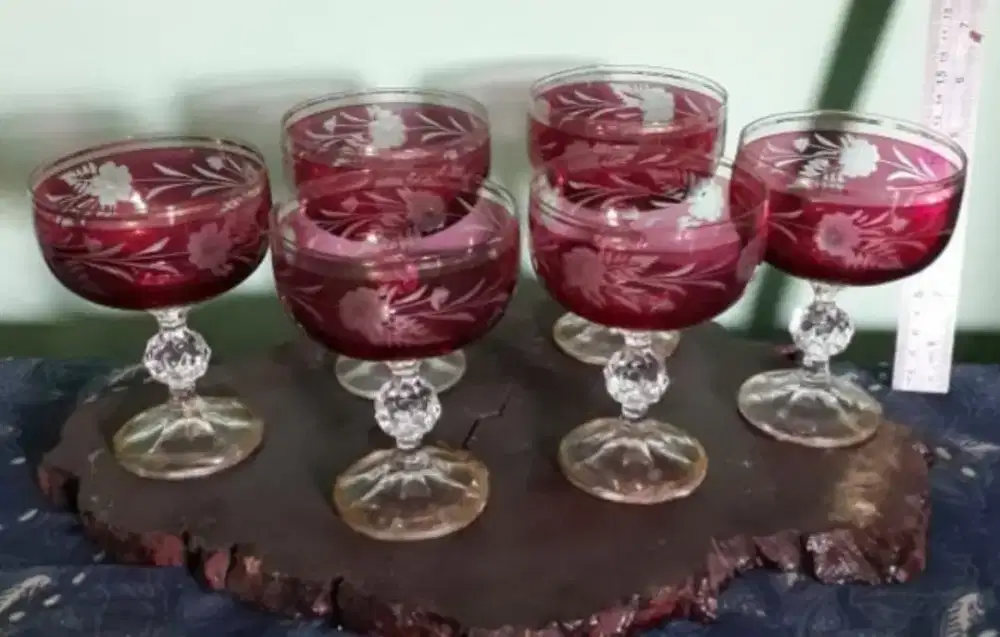 6 gelas kristal asli bohemia