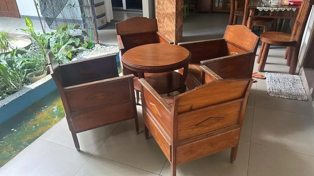 Set Kursi Teras Jati Solid Tradisional Jawa Timur - Mulus & Kokoh