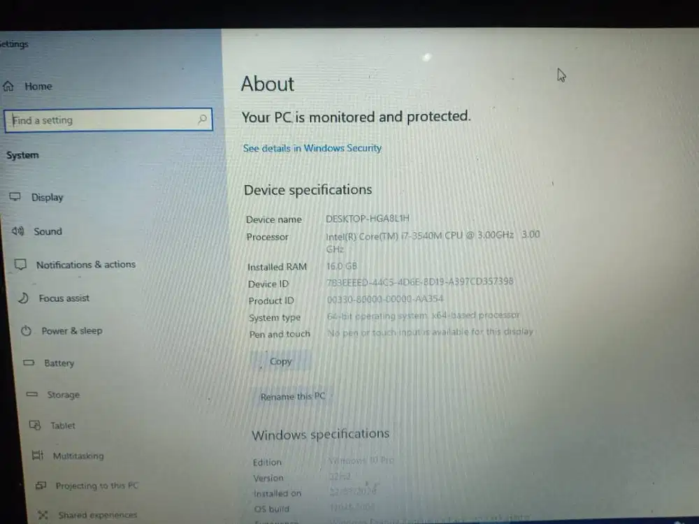 Laptop Dell i7 Ram 16GB, SSD 256