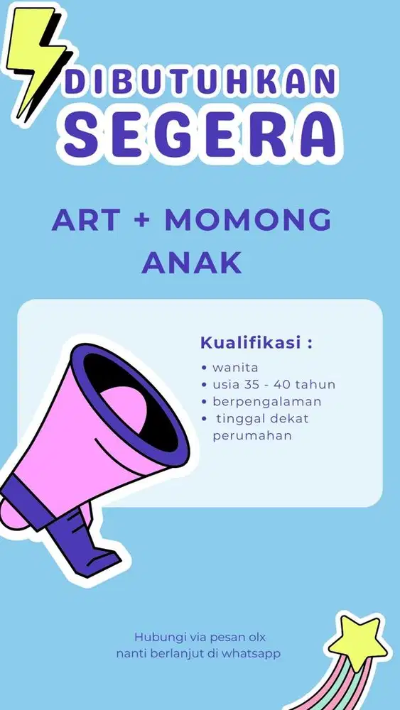 Dibutuhkan segera ART + Momong Anak