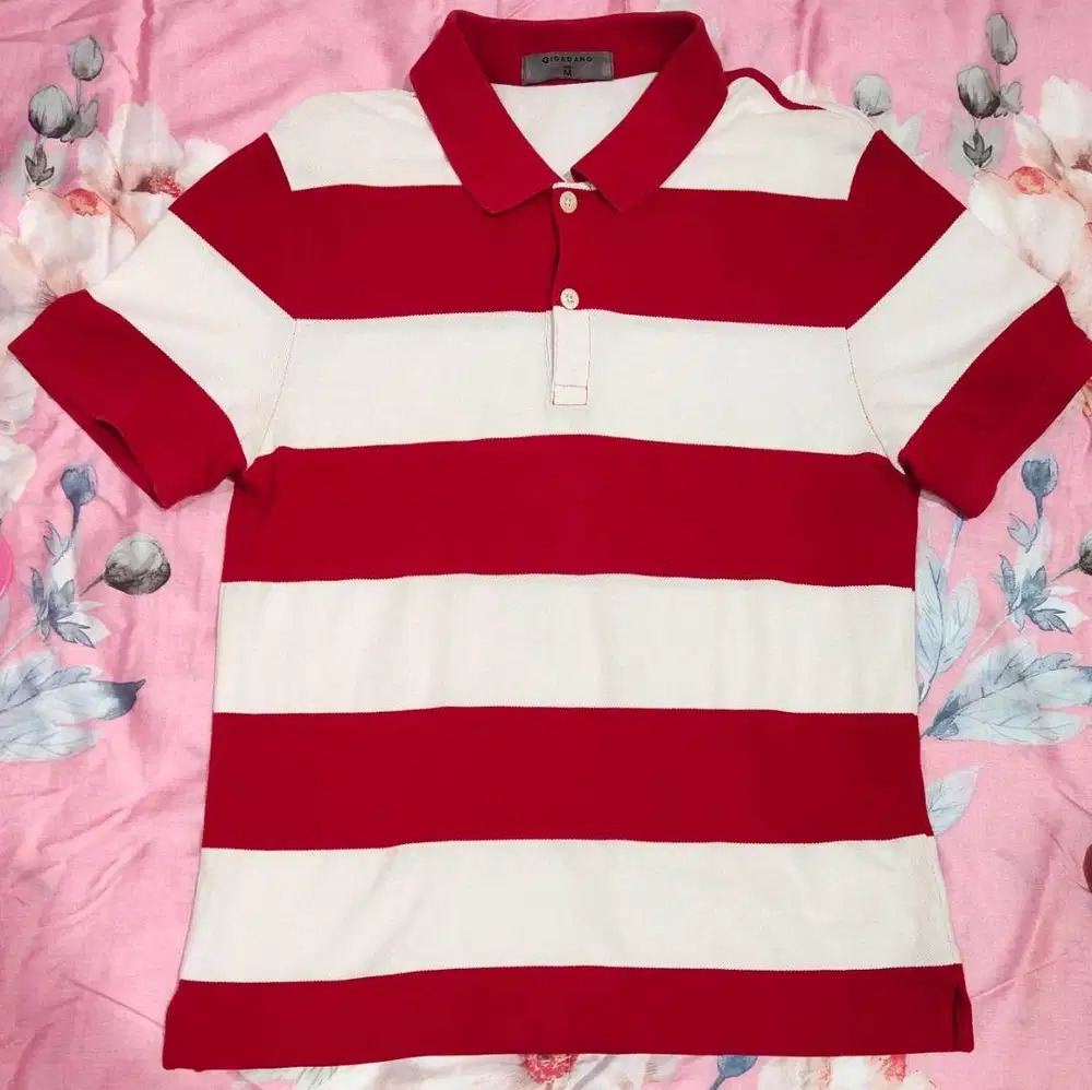 Kaos polo Giordano merah putih