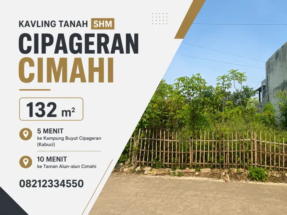 Kavling 132 m² SHM Panorama Indah Cipageran Cimahi Hanya 5 Menit ke Kabuci