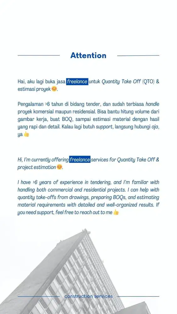 Estimator, Quantity Take Off