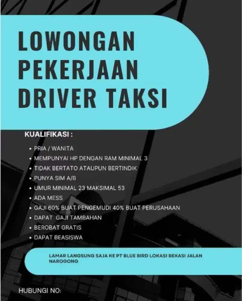 LOKER DRIVER TAKSI