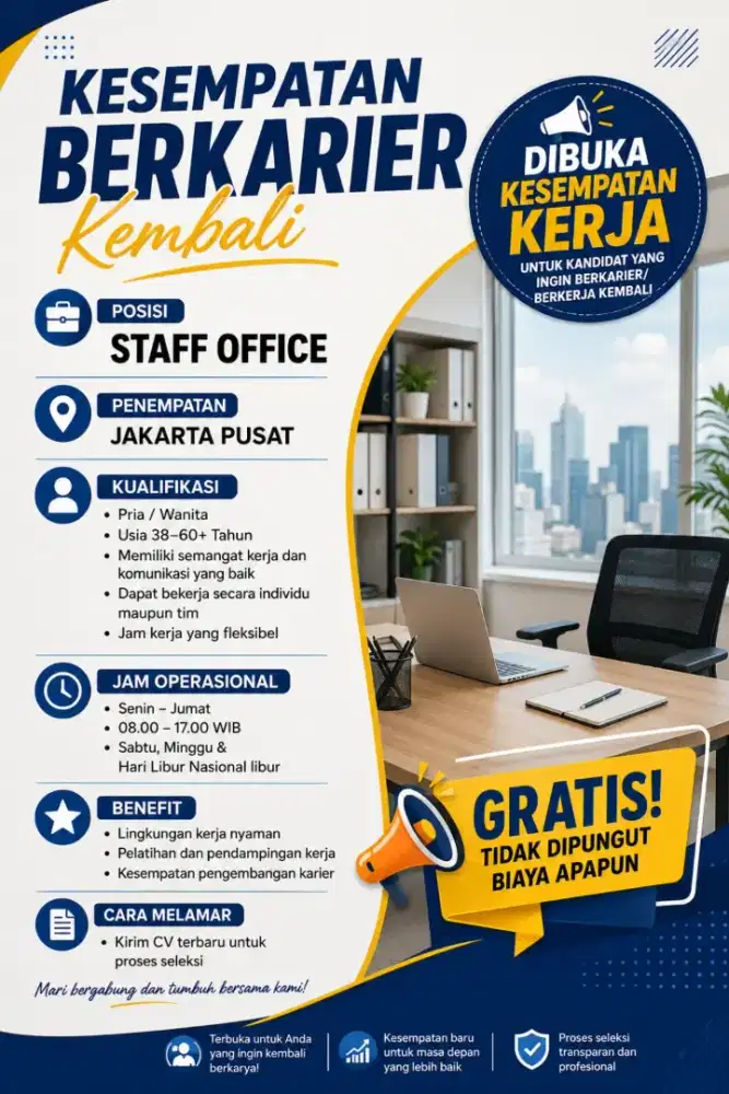 OPEN LOKER POSISI STAFF OFFICE