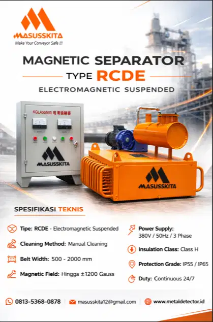 MAGNETIC SEPARATOR RCDE – ELECTROMAGNETIC SUSPENDED