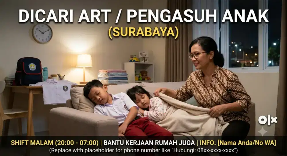 Dibutuhkan ART/ Pengasuh Anak (Shift Malam + Pekerjaan Rumah)–Surabaya