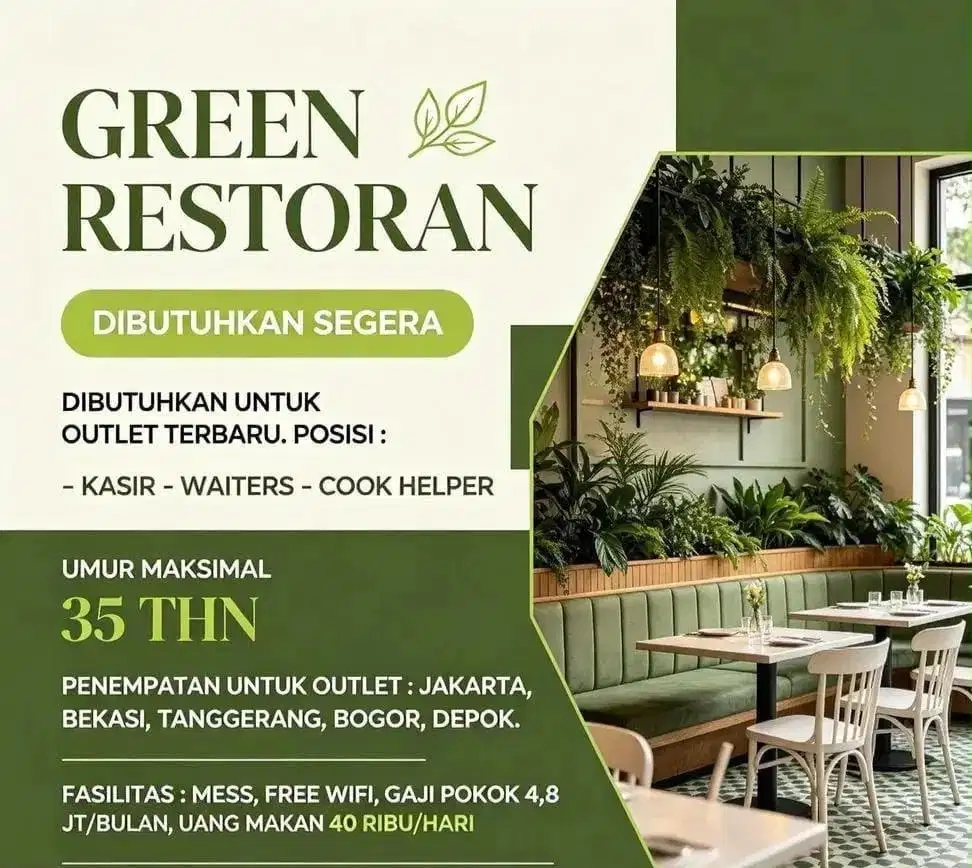 Lowongan kerja GREEN RESTORAN