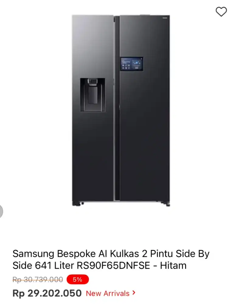 SAMSUNG BE SPOKE AI KULKAS SBS 641LTR RS90F65DNFSE