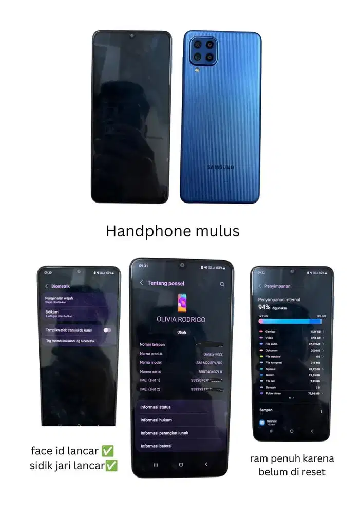 JUAL SAMSUNG M22 BEKAS FREE MEMORYCARD