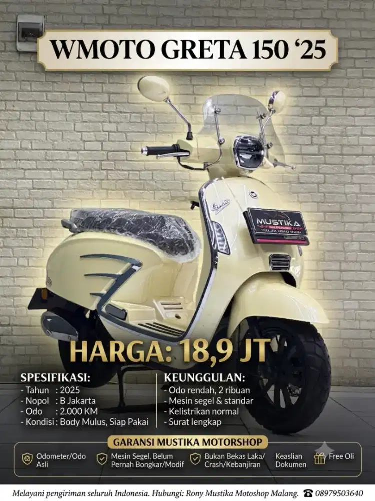 SKUTER MATIC HARGA TERJANGKAU‼️WMOTO GRETA TH 2025 MULUS ODO 2RB PERAK