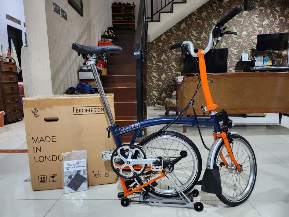 SEPEDA LIPAT BROMPTON M6R ORANGE BLUE MURAH ISTIMEWA