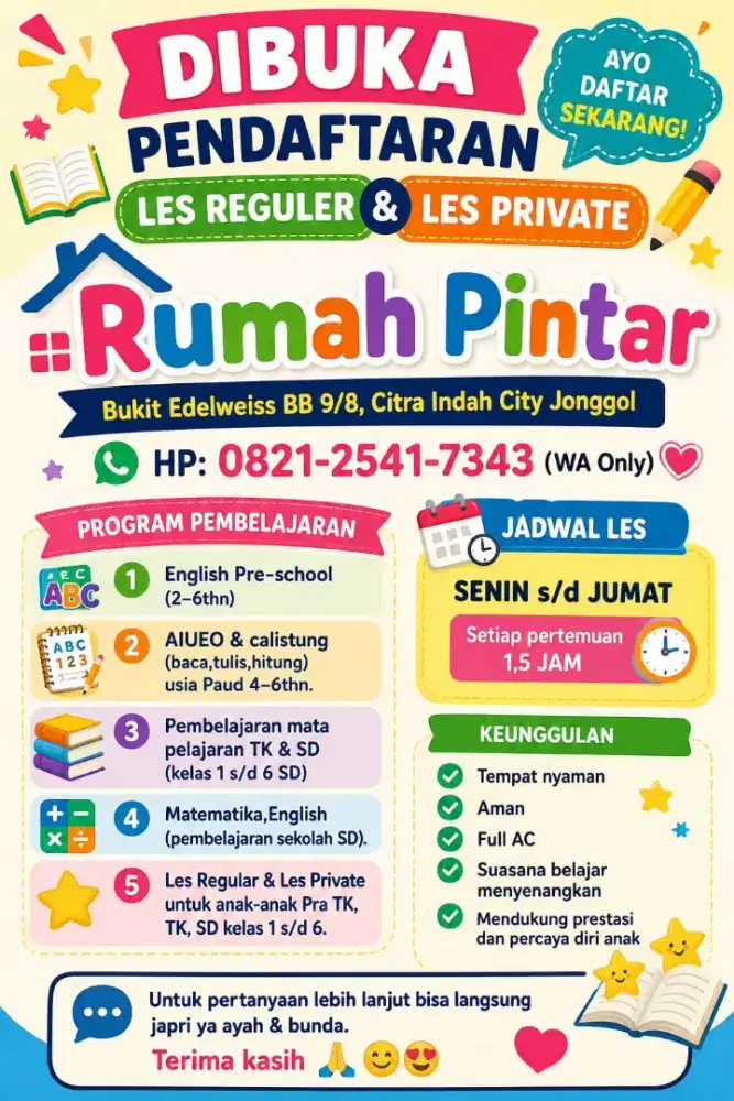 Les Rumah Pintar Citra Indah City Jonggol