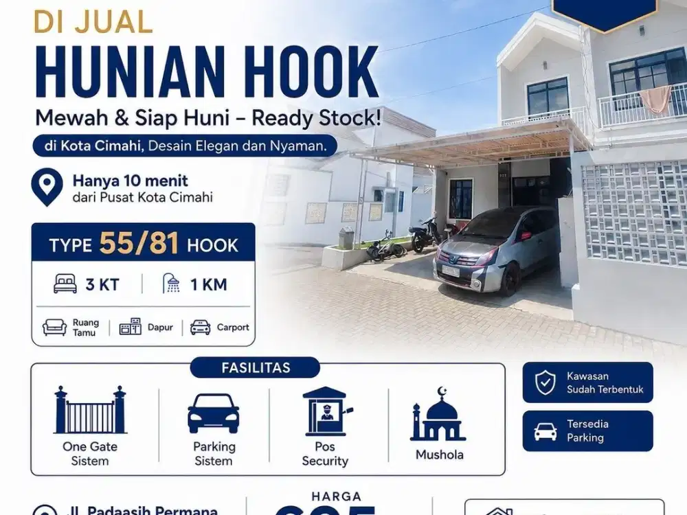SISA 1 TERAKHIR DARI 50 UNIT, RUMAH HOOK SIAP HUNI 2 LANTAI MURAH MODERN DI PADAASIH CISARUA BANDUNG BARAT
