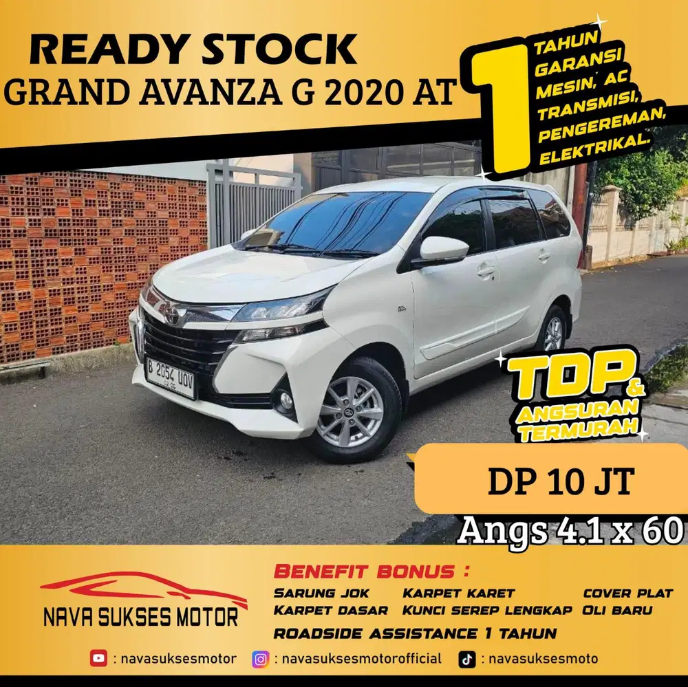 TDP 10jt TERMURAH Angs Avanza G 2020 AT