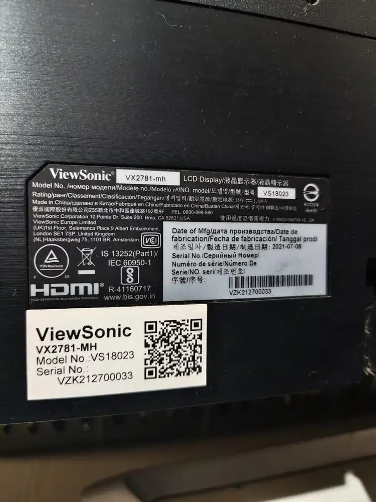 Monitor Eksternal 27 inch Viewsonic