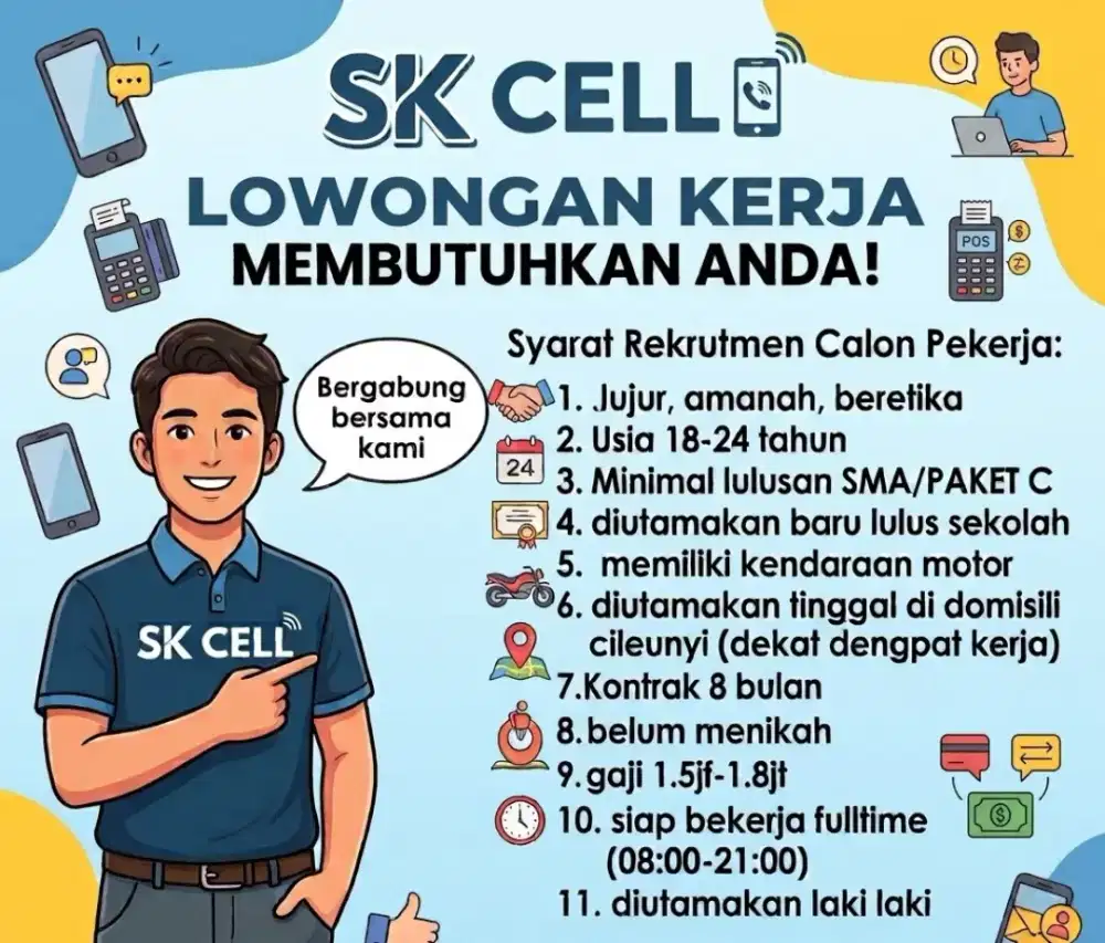 Lowongan crew/penjaga toko konter PPOB