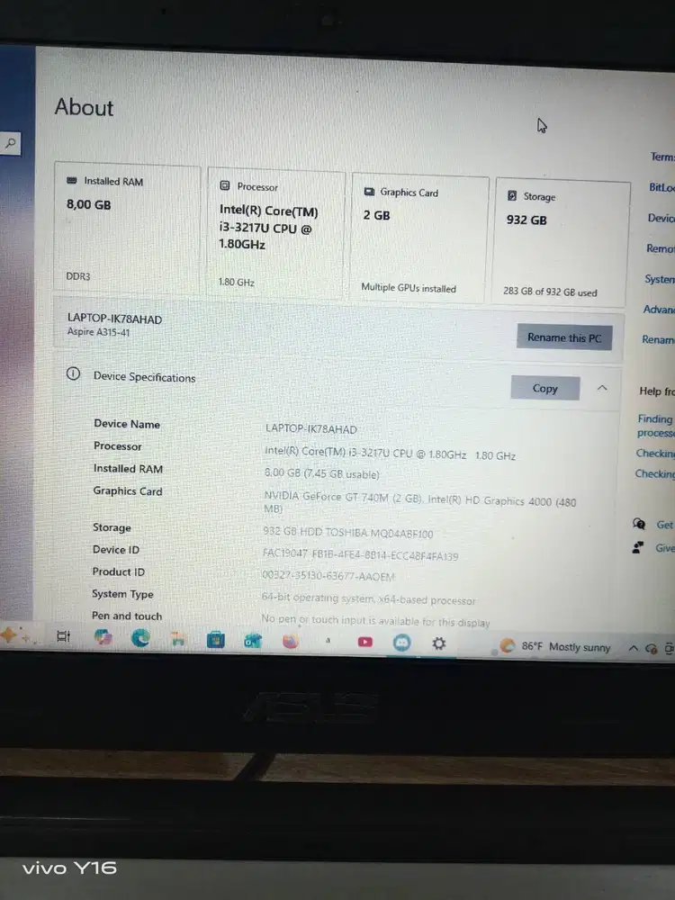 Di jual cepat laptop asus a46c