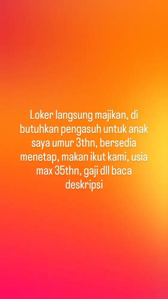 Loker pengasuh/momong anak