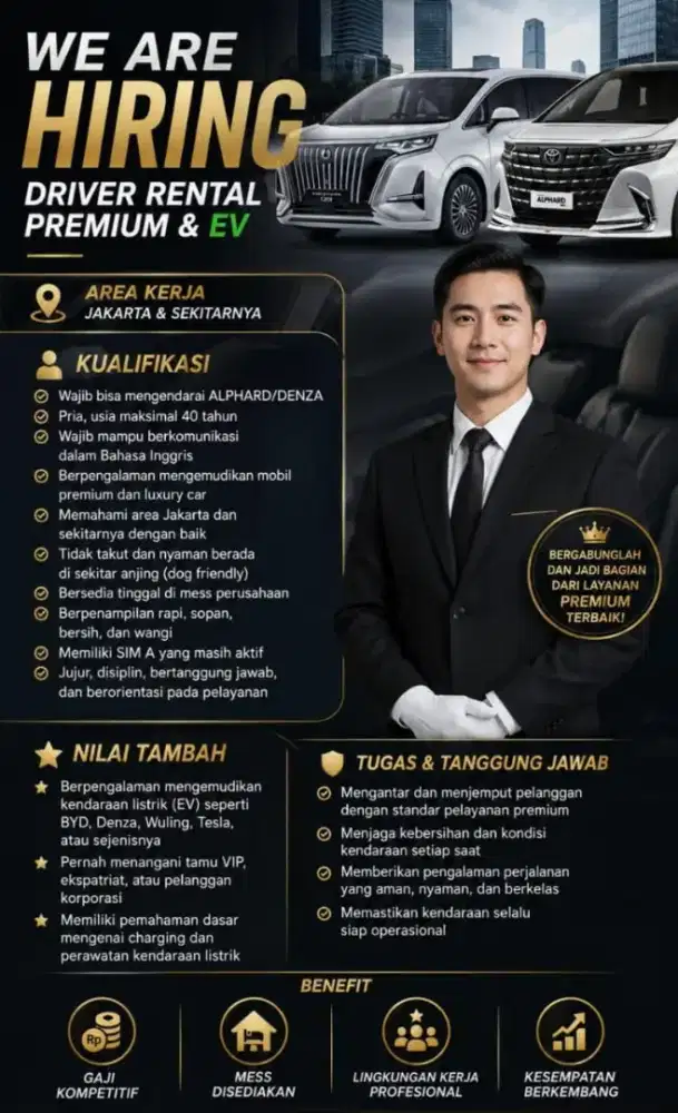 Driver rentcar ( Wajib bisa bahasa inggris )
