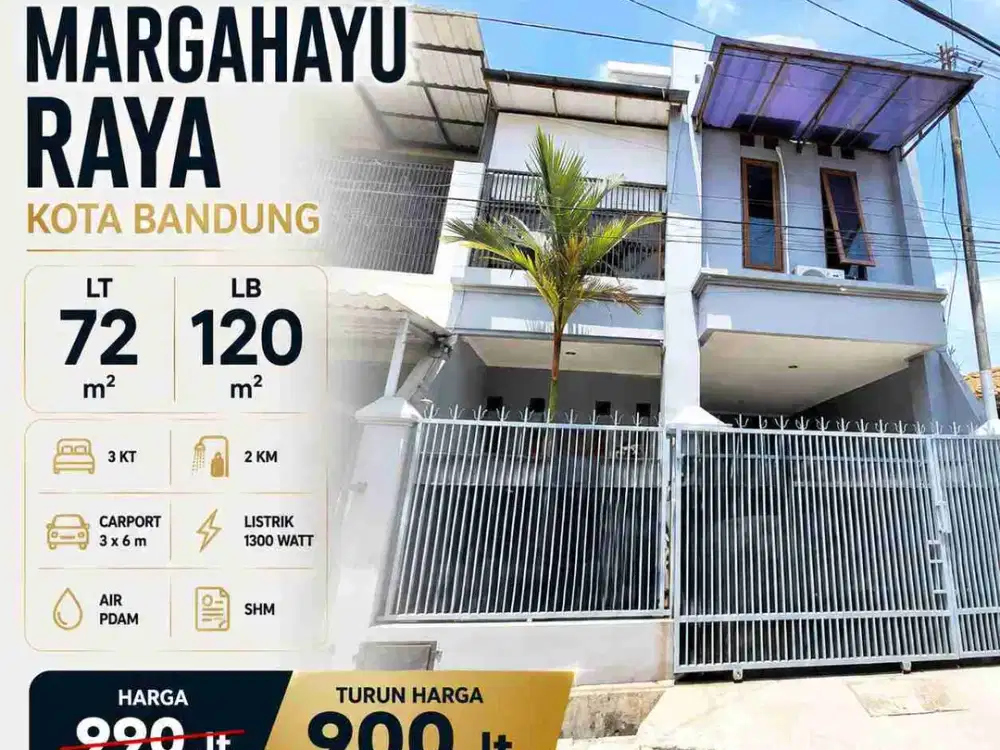 Rumah kokoh 2 lantai di Margahayu Raya, Kota Bandung