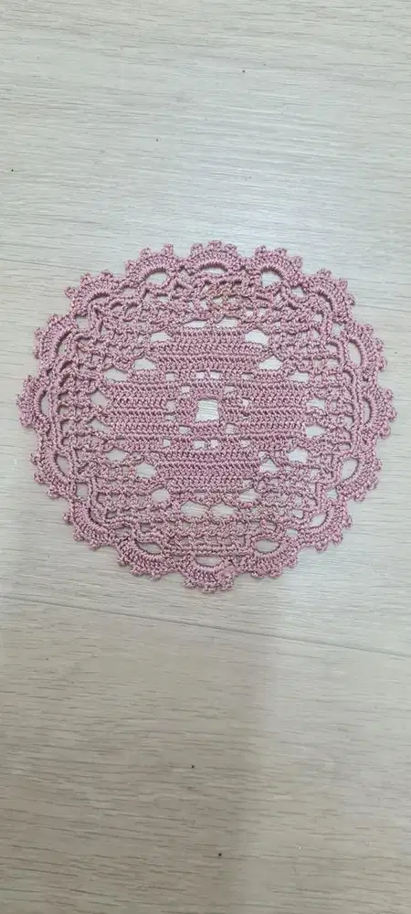 Taplak rajut pink vintage bulat premium aesthetik