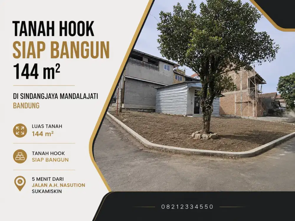 Tanah Hook Siap Bangun 144 m2 di Sindangjaya Mandalajati Bandung