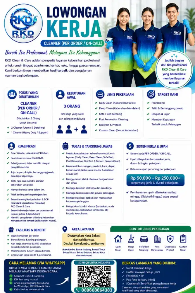 LOWONGAN CLEANER – RKD CLEAN & CARE