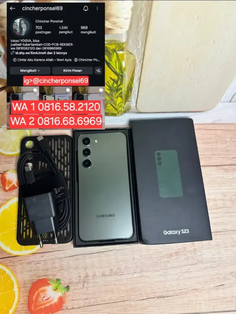 Jual hp Samsung s23 8/256 likenew istimewa free adaptor n case