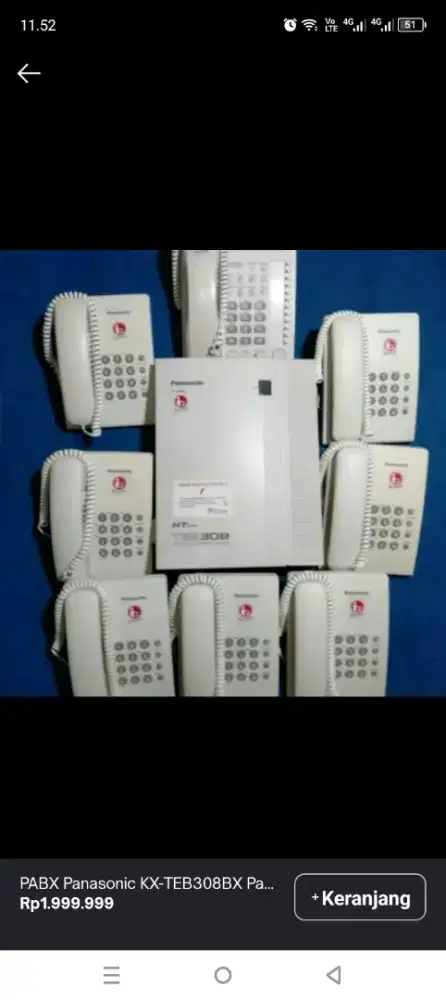 PABX Panasonic Teb 308 komplit 8 telpon second .