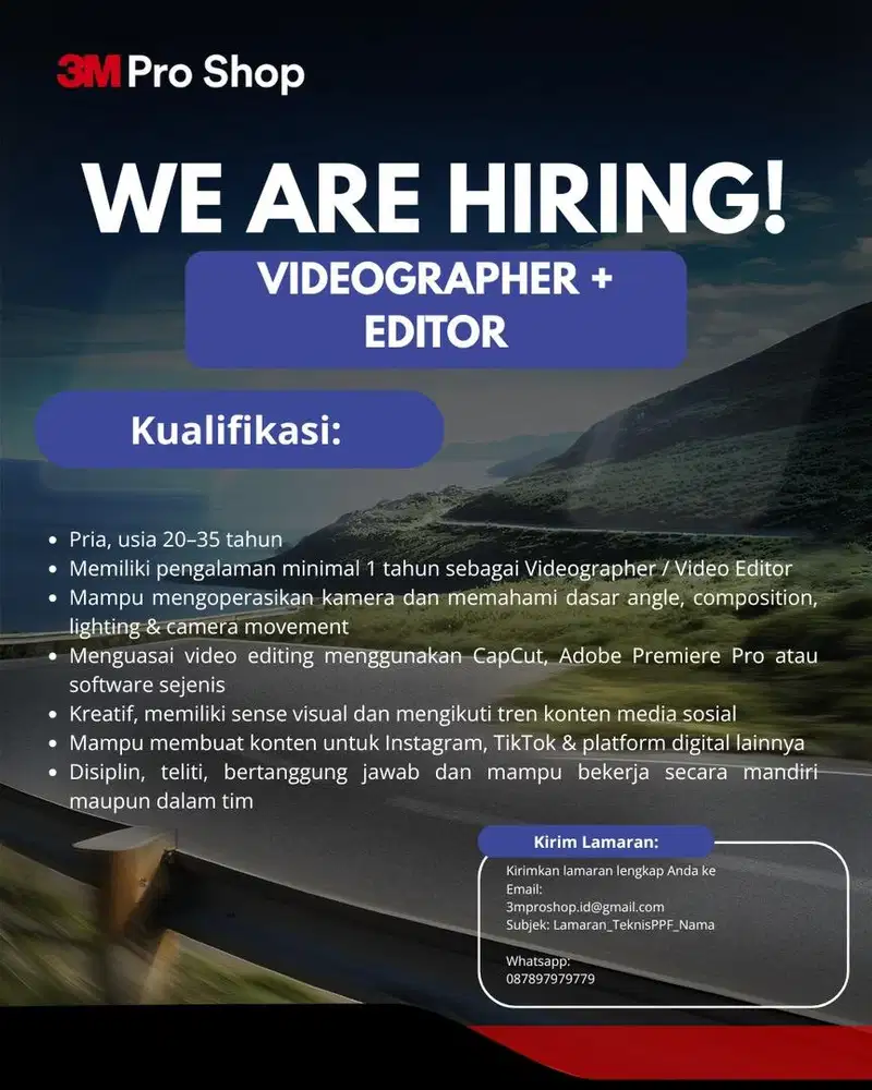 Lowongan kerja videographer & editor