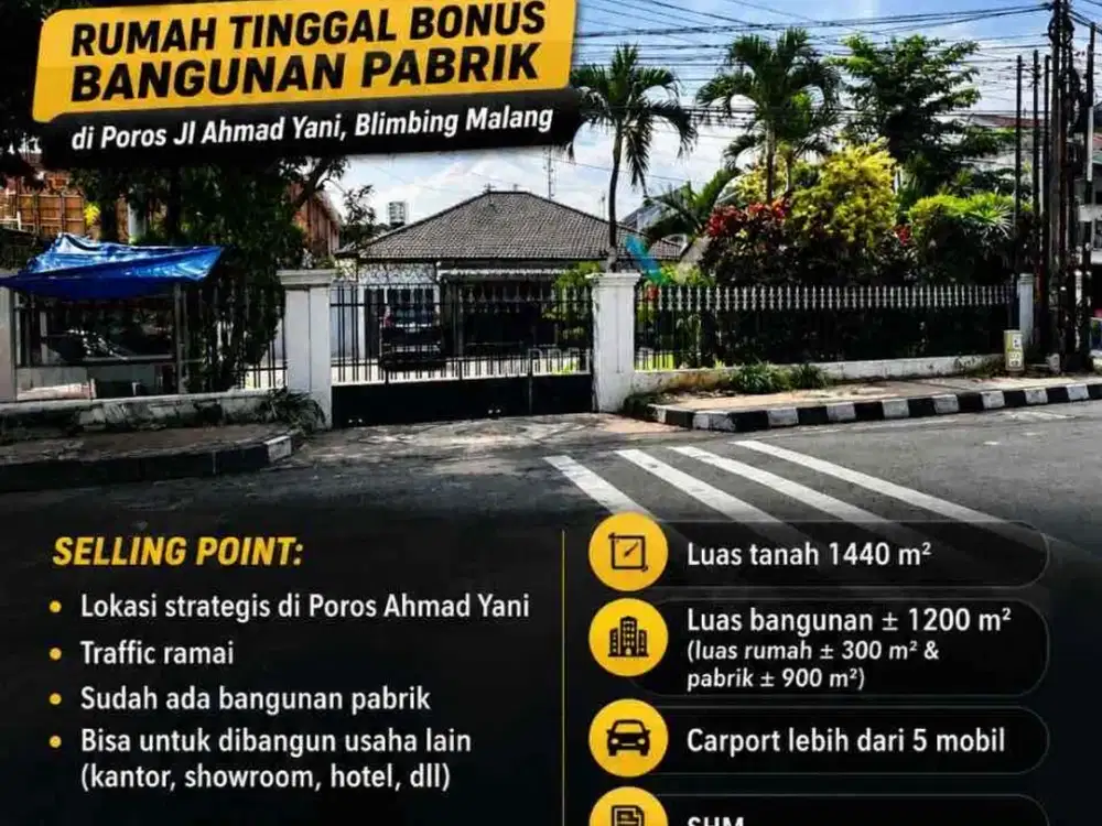 Rumah strategis cocok untuk usaha di Poros A Yani Blimbing Malang