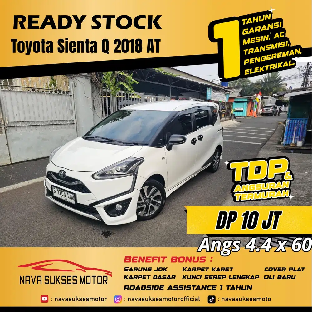TDP 10jt TERMURAH Toyota Sienta Q 2018 AT