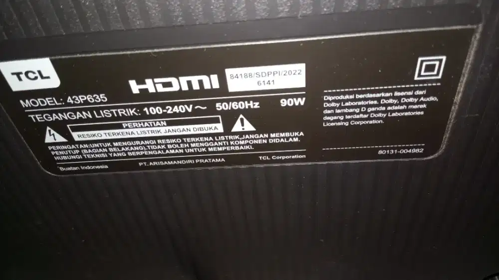 Tv led tcl google tv 4k UHD 43inchi likenew