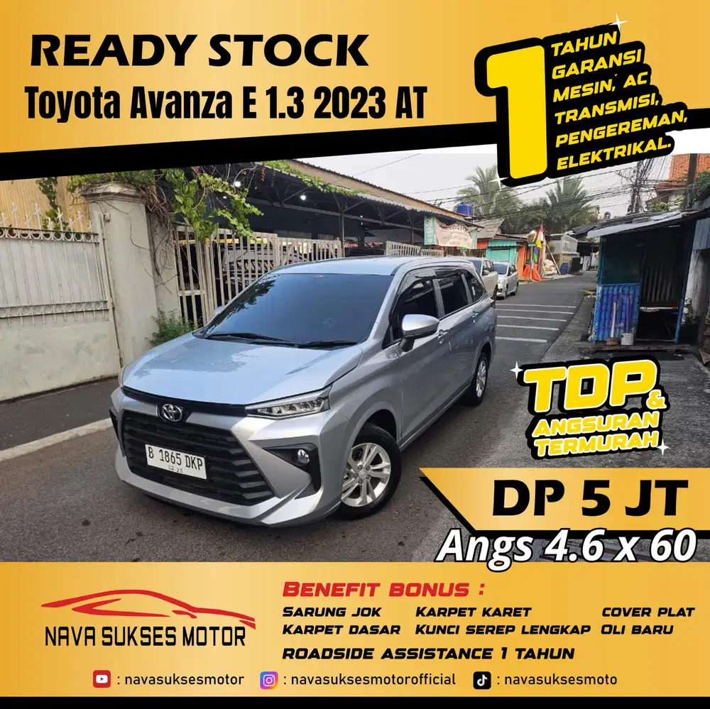 TDP 5jt TERMURAH Toyota Avanza E 1.3 2023 AT