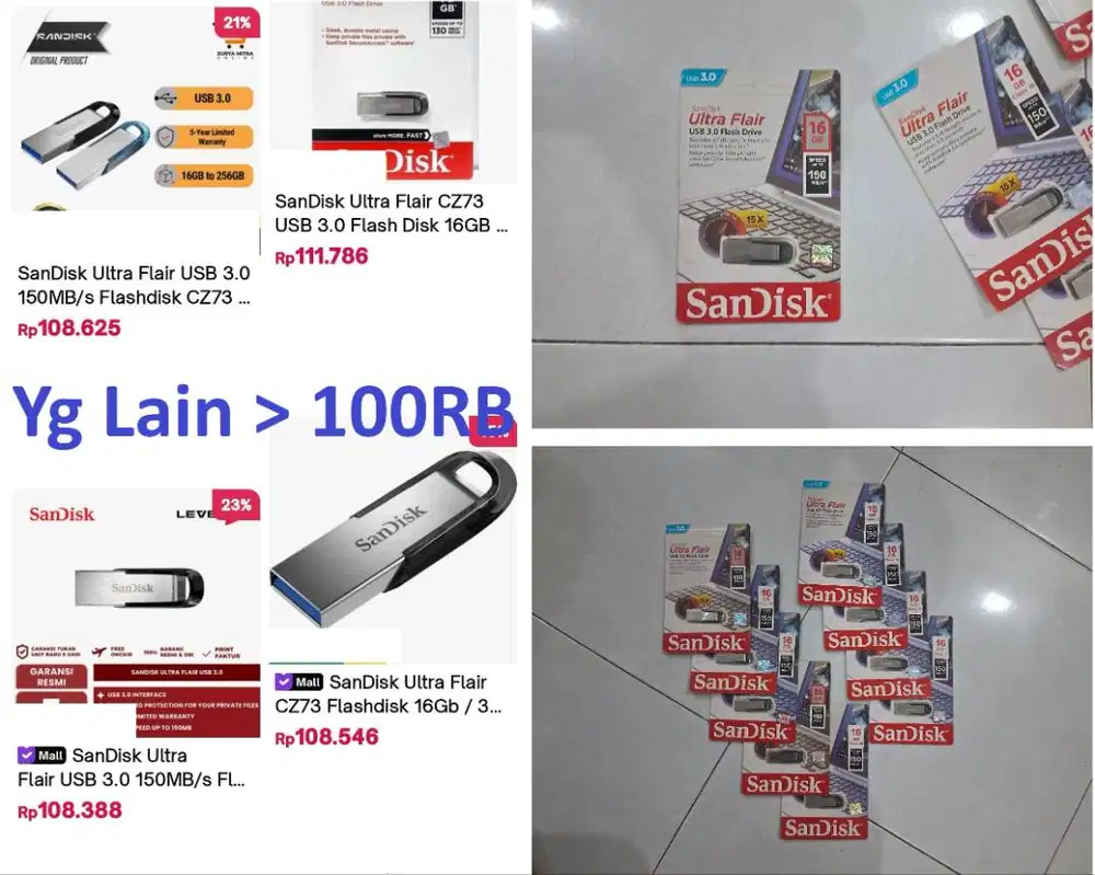 MURAHH SanDisk Ultra Flair 16GB 150 (not-130)Mbps Garansi 5Thn ORI 9pc