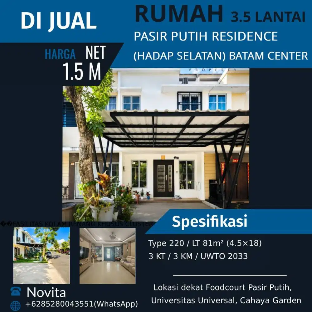 Rumah 3.5Lantai Siap Huni Semi Furnish PASIR PUTIH RESIDENCE