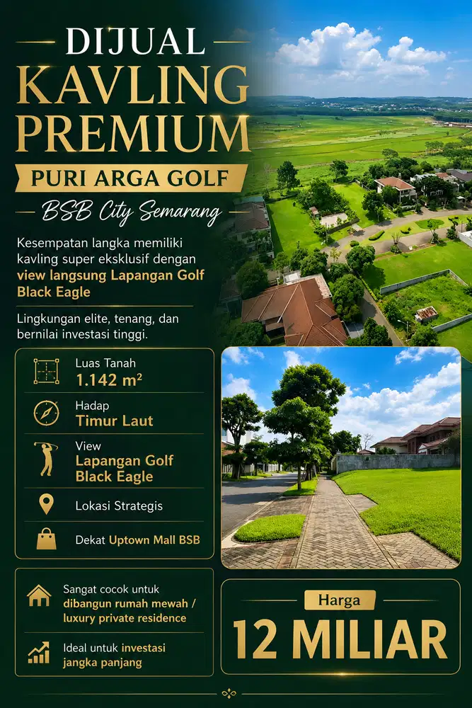 KAVLING PURI ARGA GOLF LUAS MURAH CEPAT SEGERA UNTUNG  BSB CITY