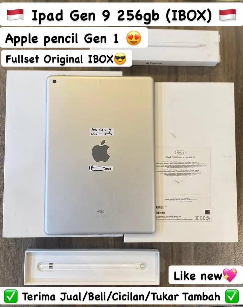Ipad Gen 9 256 Gb Silver ibox plus pencil gen 1