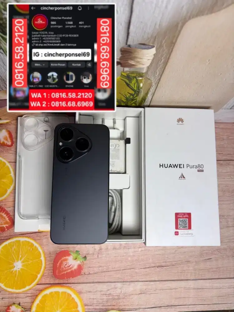 Jual HP likenew Huawei PURA 80 5g 12/256 istimewa garansi resmi AKTIF