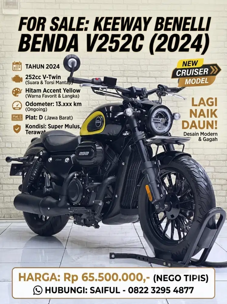 Perfect Condition!!Beneli Keeway Benda 252cc 2024 Black Mulus-Mustika