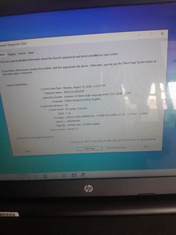 LAPTOP HP 14 AMD E2 – RAM 4GB