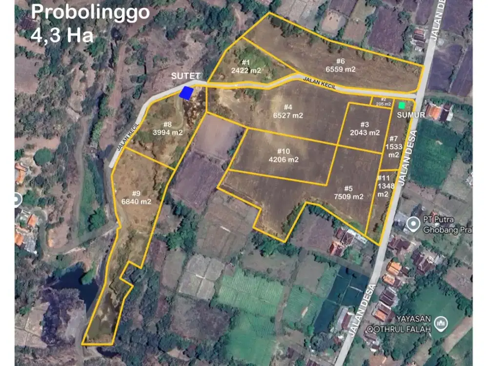 Tanah di Tongas Wetan, Probolinggo, Truk Besar bisa Masuk - Harga 1 Unit
