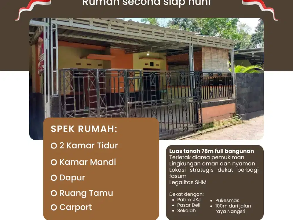 TURUN HARGA SPESIAL AGUSTUS!! RUMAH SECOND SIAP HUNI PRAMBANAN, KLATEN