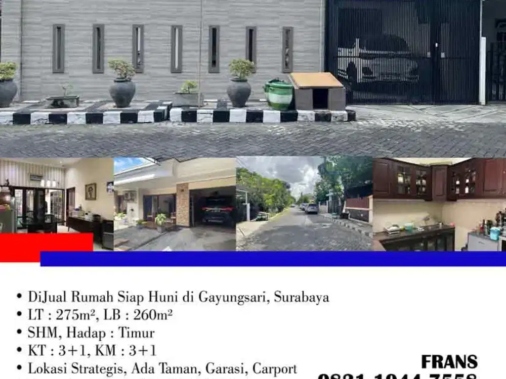 DiJual Rumah Siap Huni di Gayungsari, Surabaya