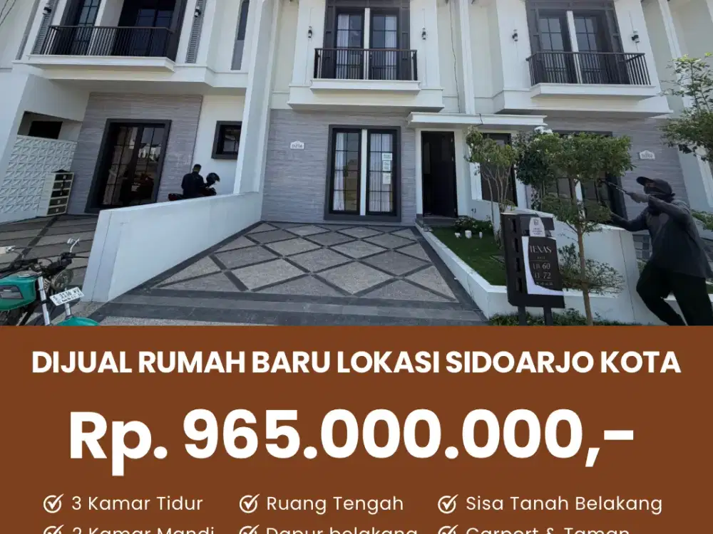 Jual rumah baru siap huni tipe texas 2 lantai grand amartha Safira sidoarjo