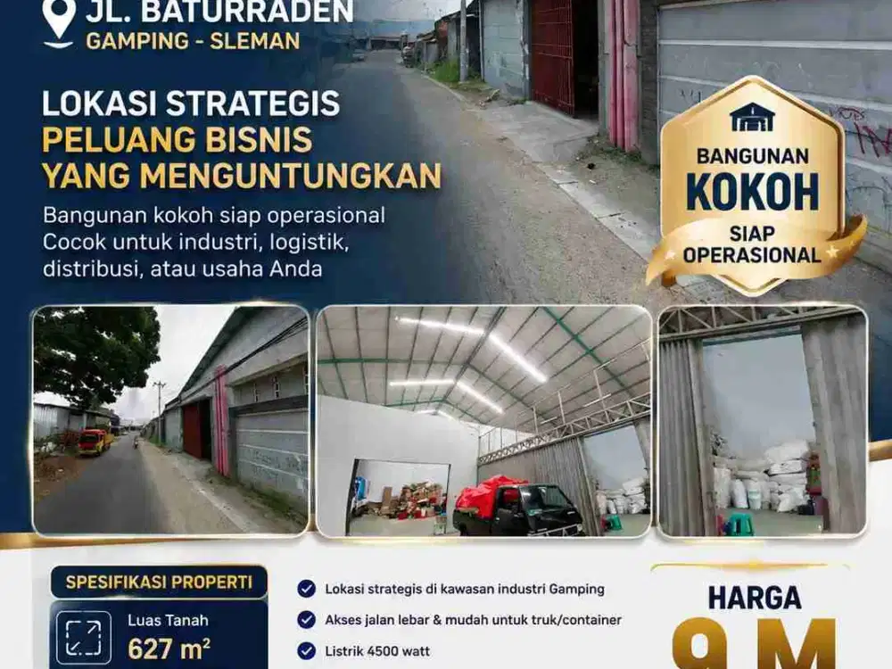 Dijual Gudang produktif di Kawasan Bisnis Yang berkembang di Yogyakarta Barat
