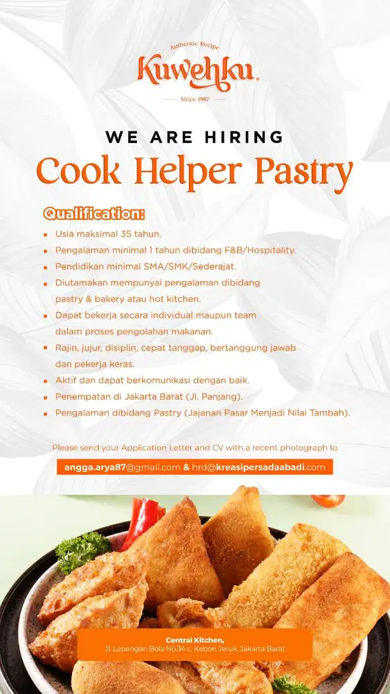 Cook Helper Pastry (jajanan pasar)